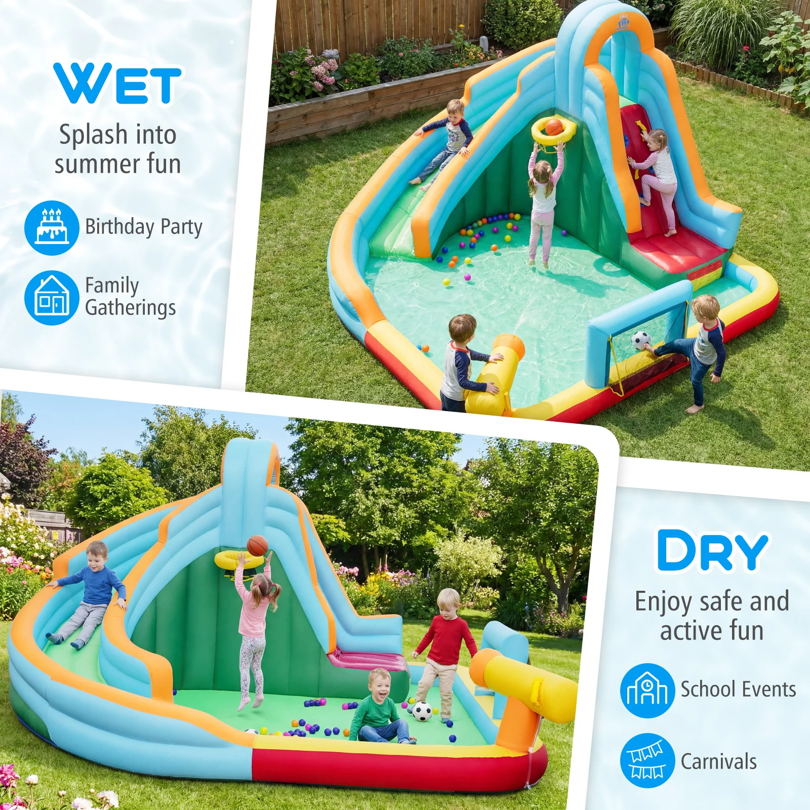 Inflatable Water Slide with 680W Blower for Kids Aged 3-12 - Image 6