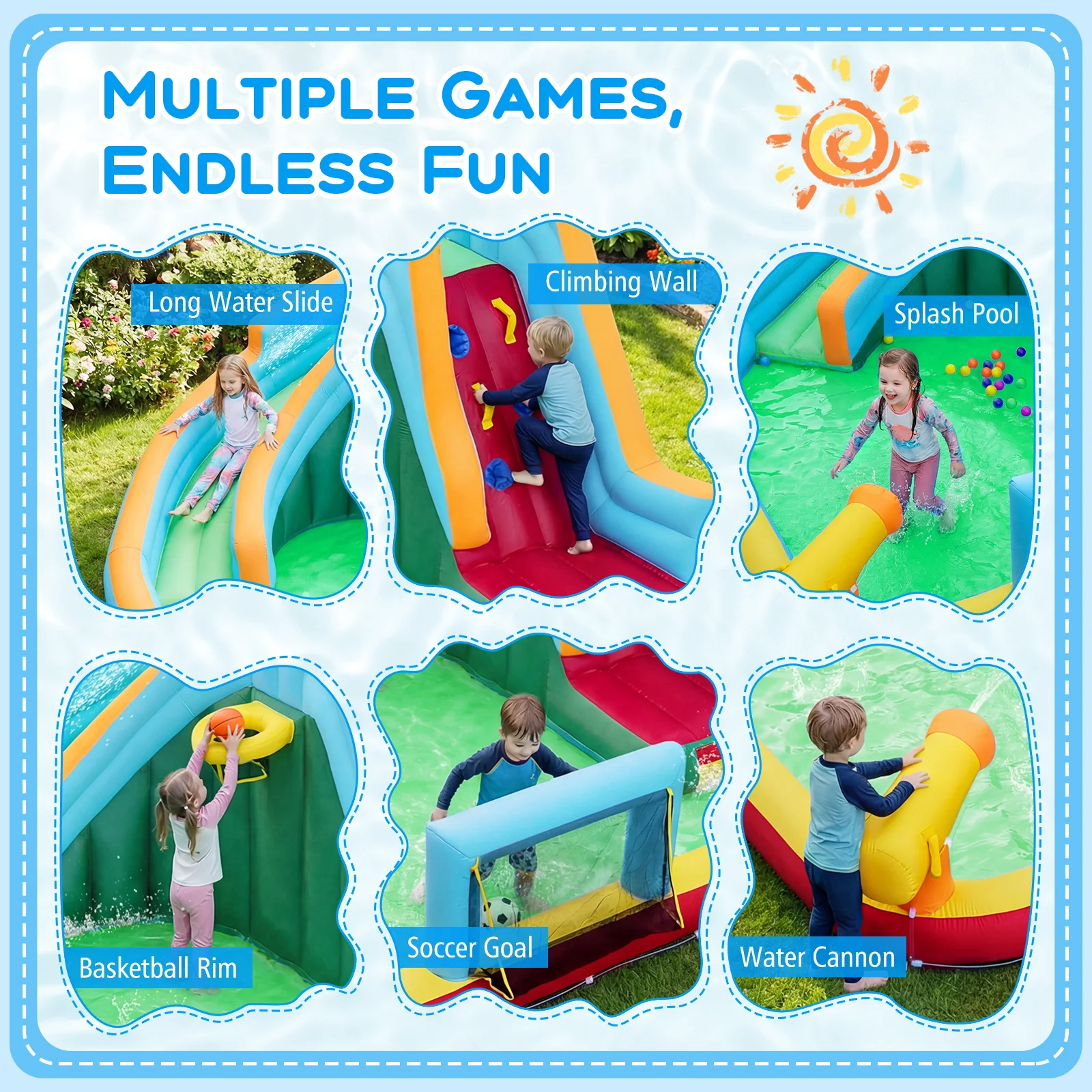 Inflatable Water Slide with 680W Blower for Kids Aged 3-12 - Image 7