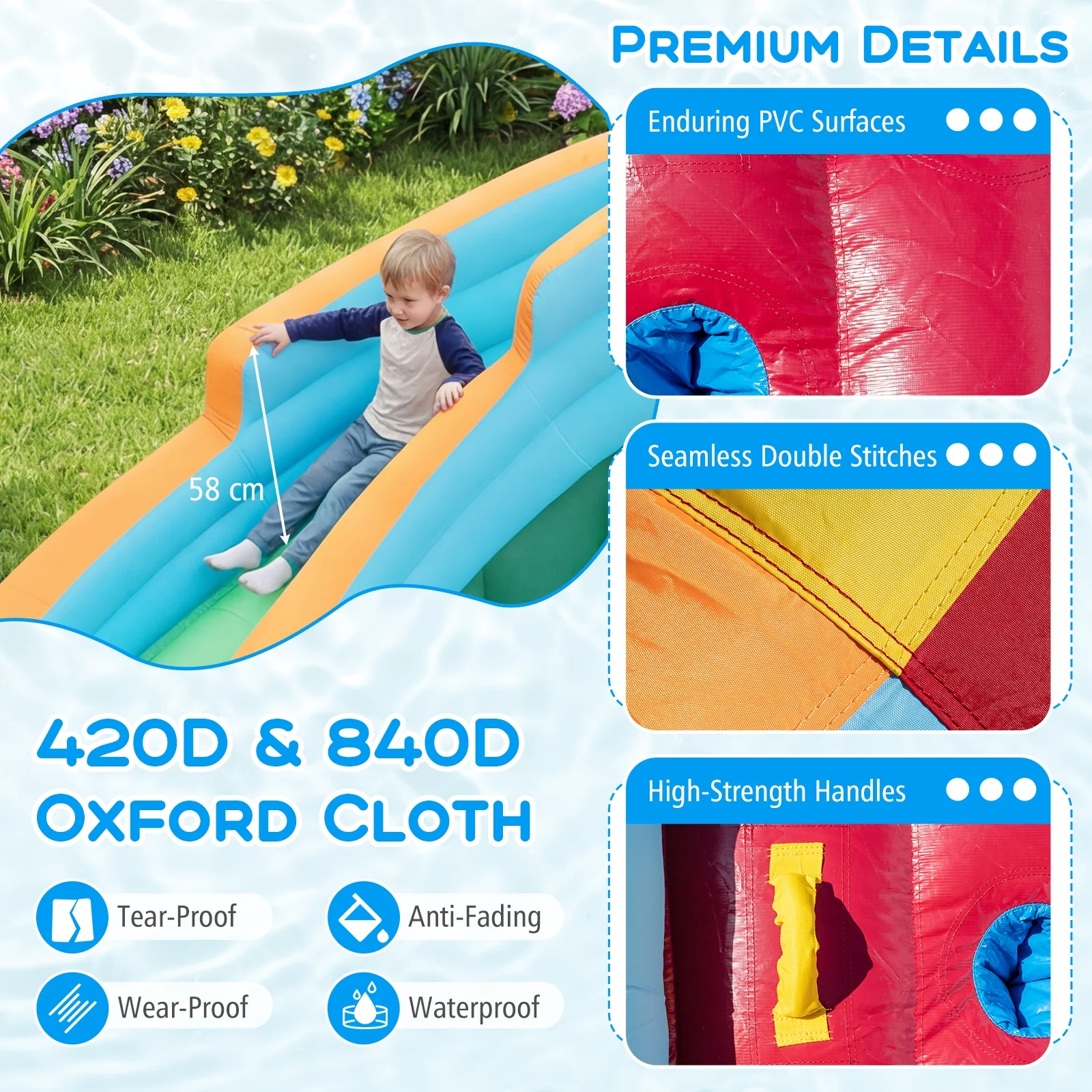 Inflatable Water Slide with 680W Blower for Kids Aged 3-12 - Image 9