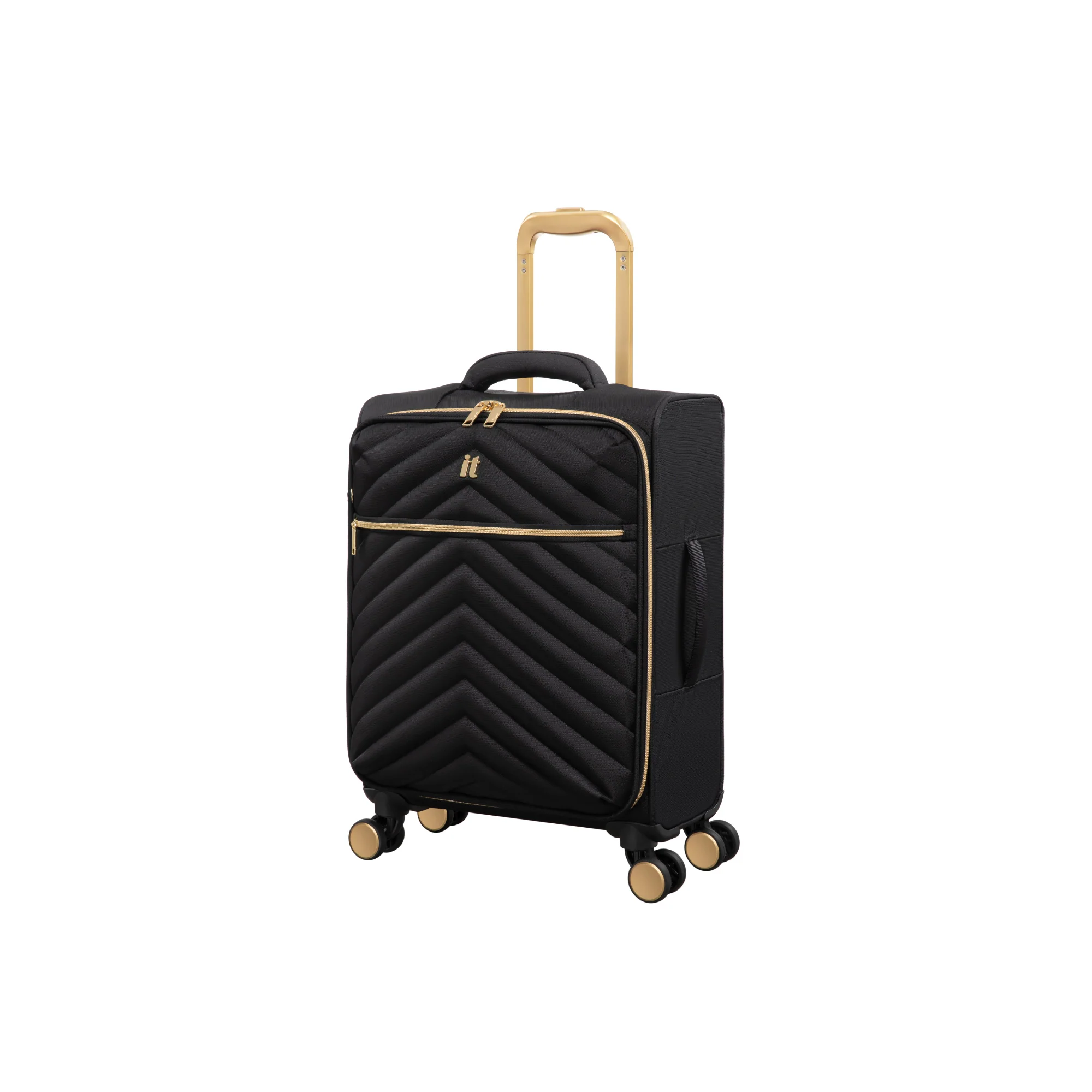 IT Luggage Plentitude II EVA Lightweight Suitcase - Cabin, Medium & Large Soft Shell Luggage - Black & Gold - Image 3