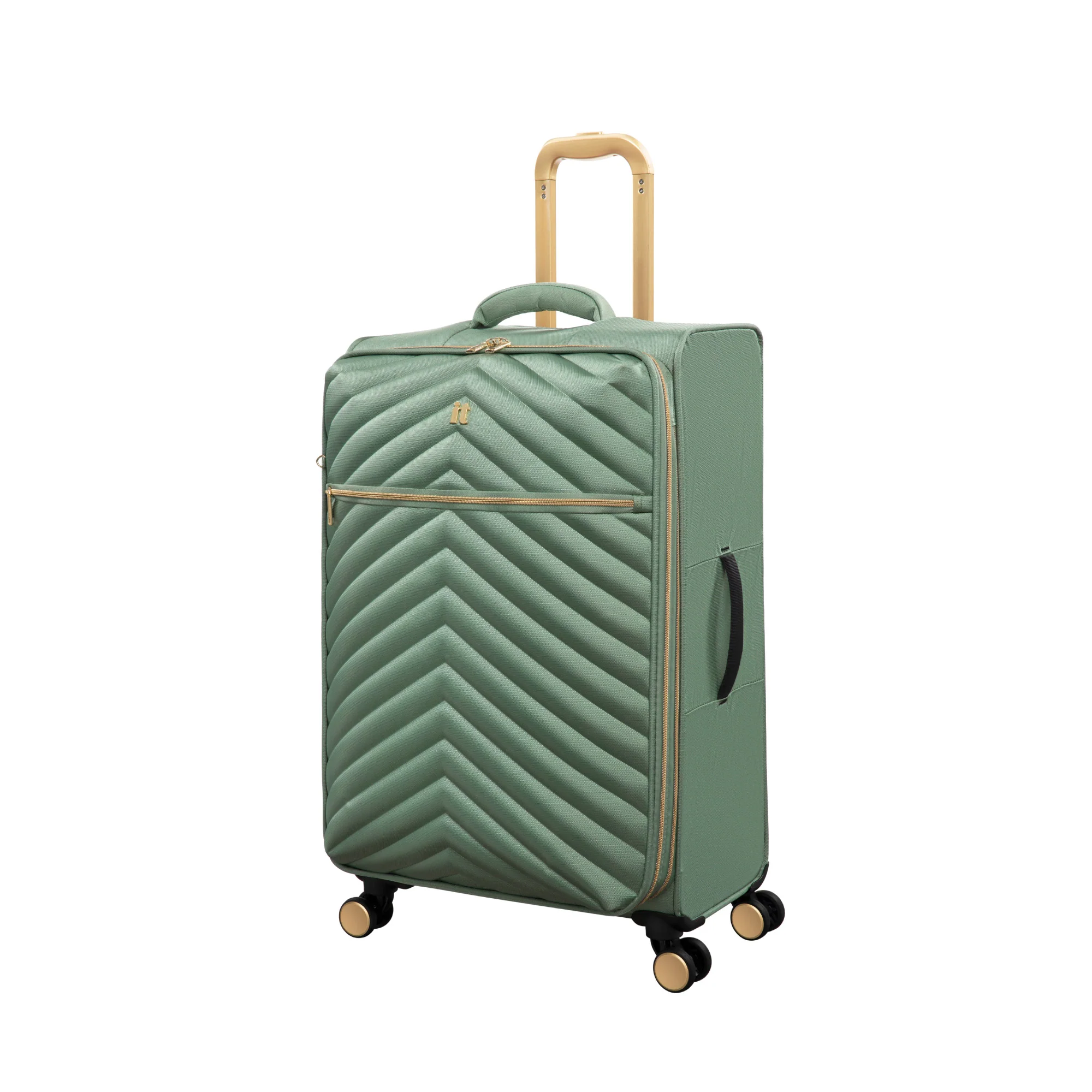 IT Luggage Plentitude II EVA Lightweight Suitcase - Cabin, Medium & Large Soft Shell Luggage - Matcha Green & Gold - Image 4