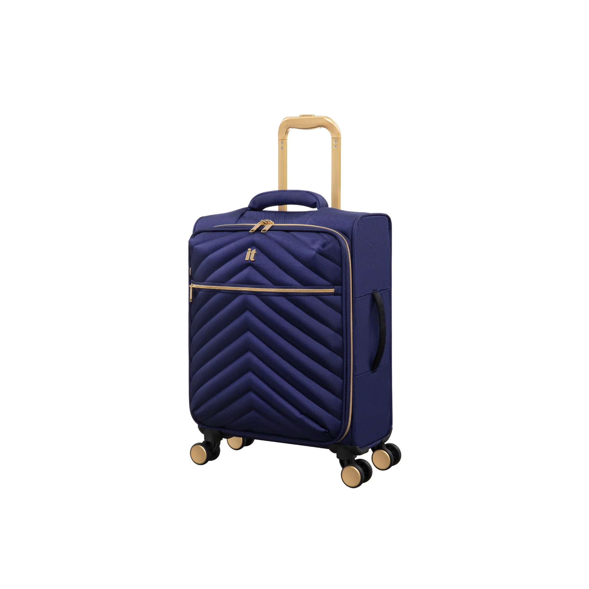 IT Luggage Plentitude II EVA Lightweight Suitcase - Cabin, Medium & Large Soft Shell Luggage - Navy & Gold - Image 3