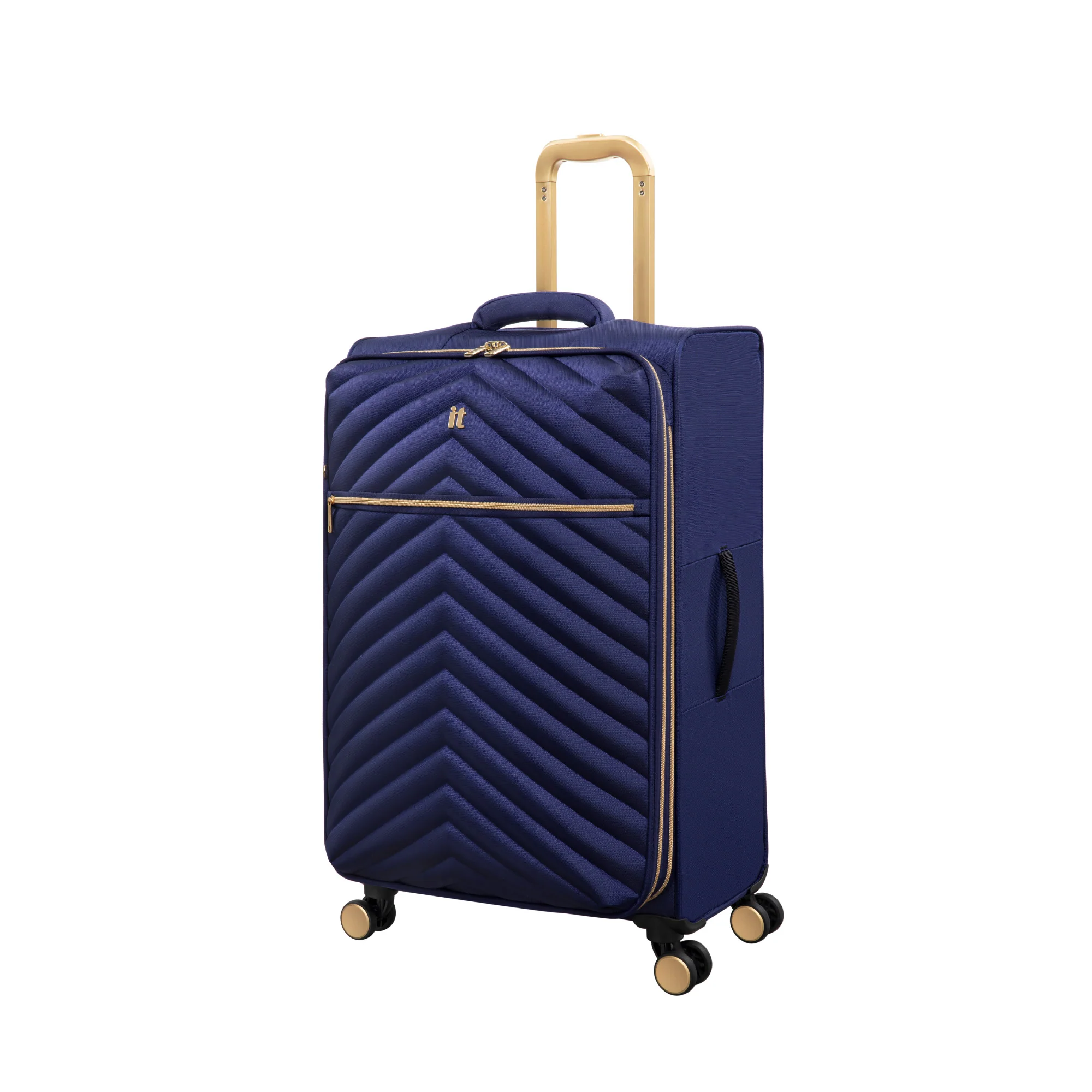 IT Luggage Plentitude II EVA Lightweight Suitcase - Cabin, Medium & Large Soft Shell Luggage - Navy & Gold - Image 4