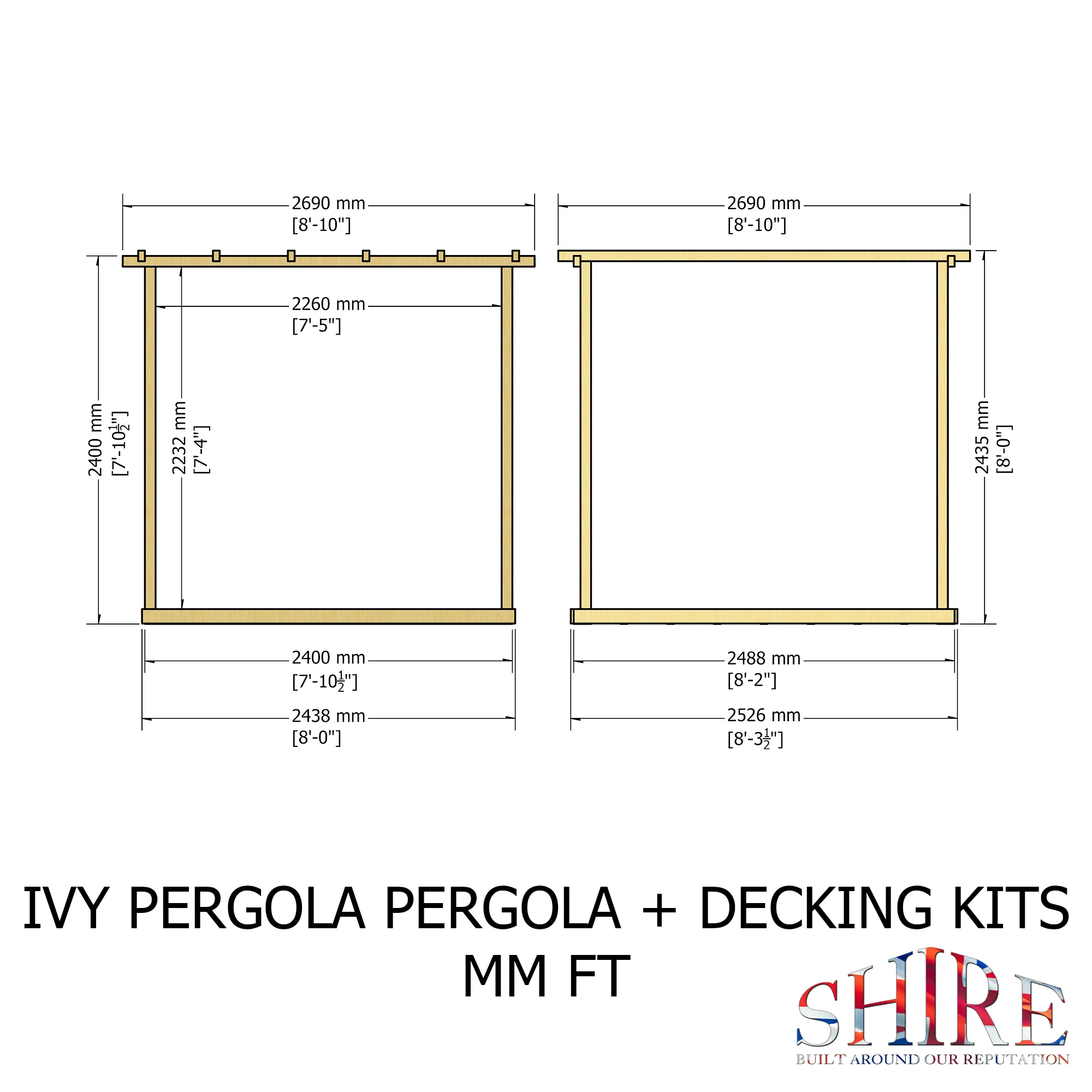 Ivy Pergola Kit With Decking 8x8 - Image 3