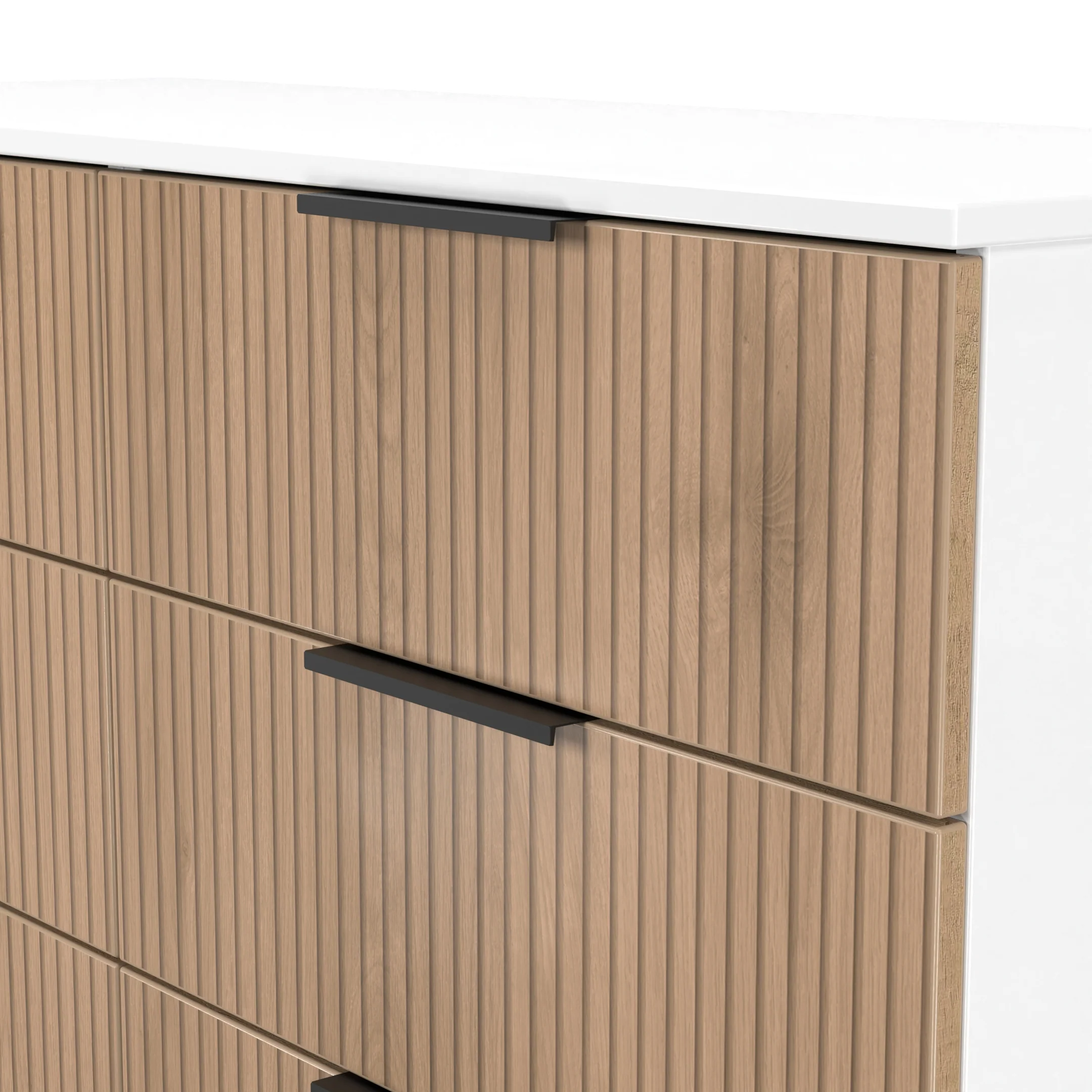 Java 6 Drawer Midi Chest in Slatted Effect / White - Ready Assembled - Image 4