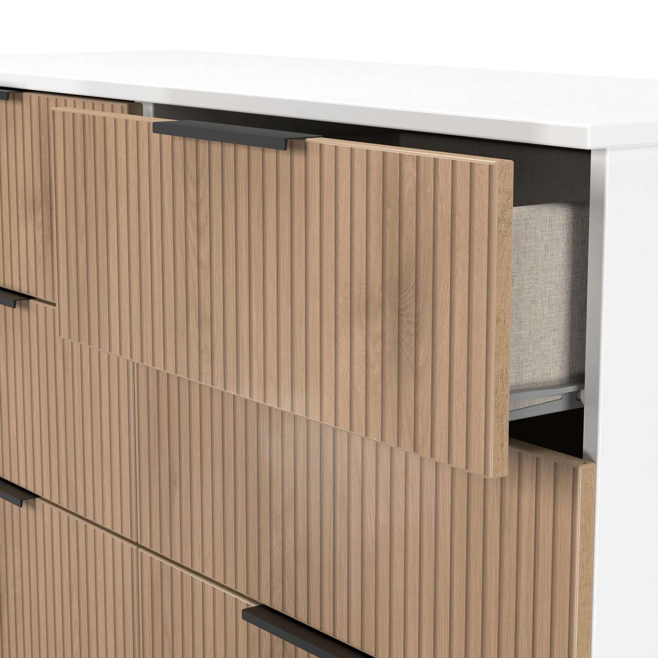 Java 6 Drawer Midi Chest in Slatted Effect / White - Ready Assembled - Image 5