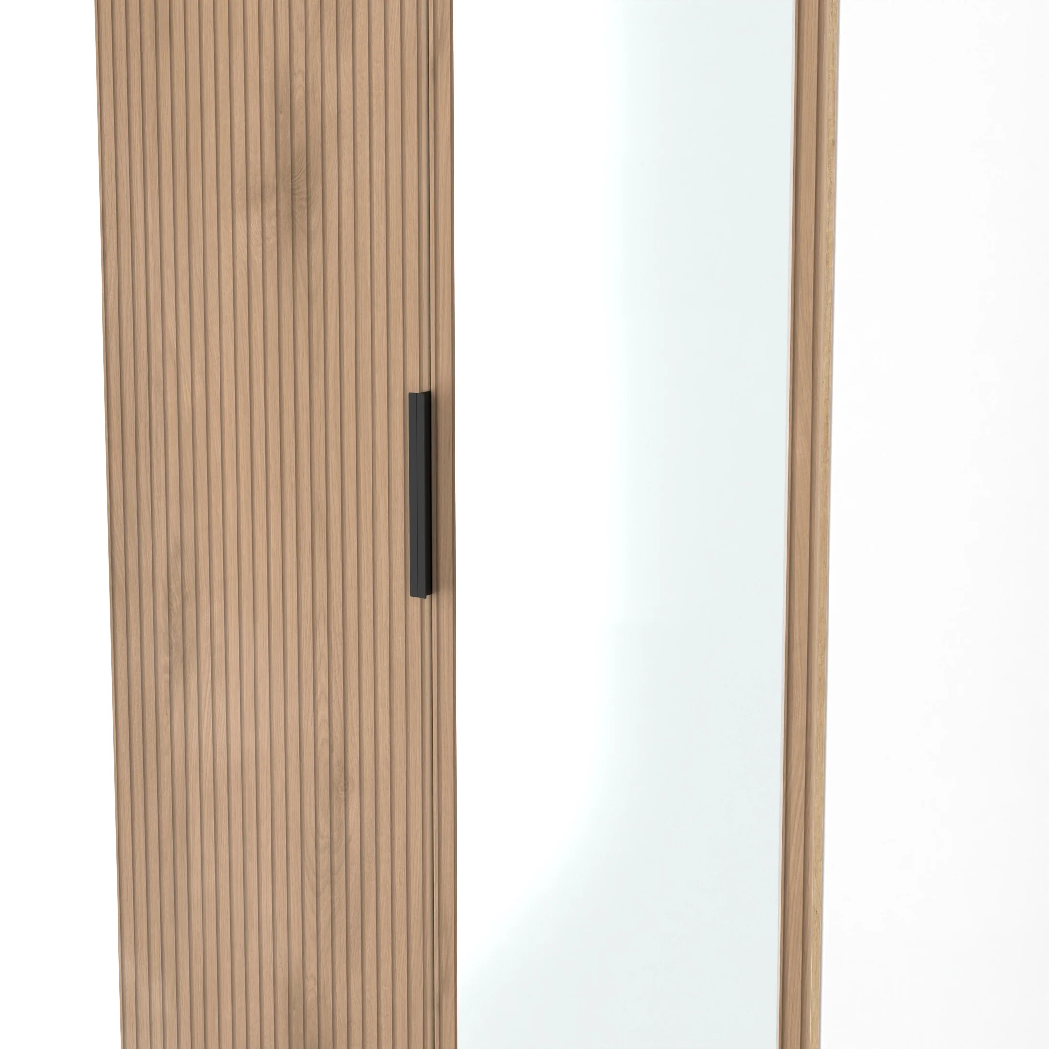 Java Tall 2 Door Mirrored Robe in Slatted Effect / White - Ready Assembled - Image 4