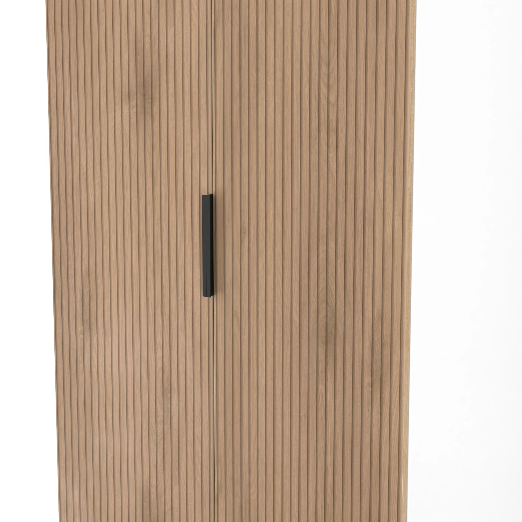 Java Tall 2 Door Robe in Slatted Effect / White - Ready Assembled - Image 4