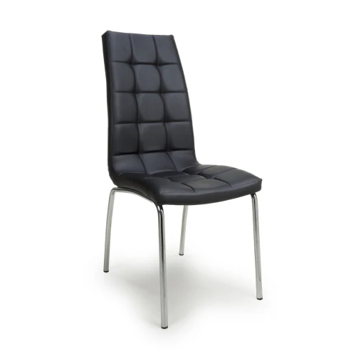 Jenner Leather Effect Black/Chrome Dining Chair - Set Of 2