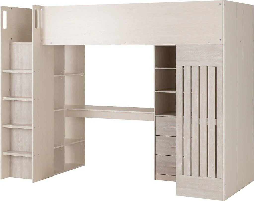 Luna Children's High Sleeper Bed, White & Grey - Image 5