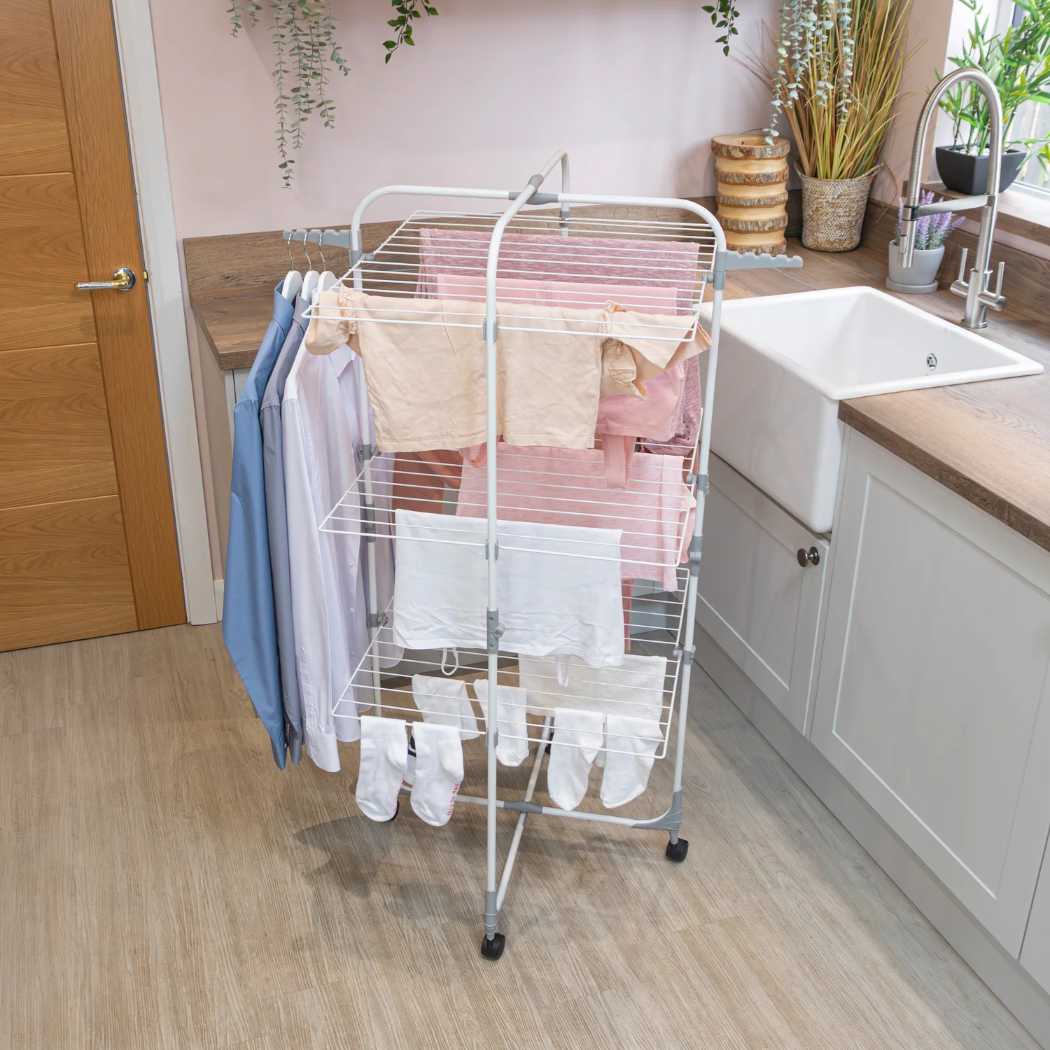 JVL Foldable 3 Tier Laundry Wshing Clothes Drying Rack, 28M - Image 5