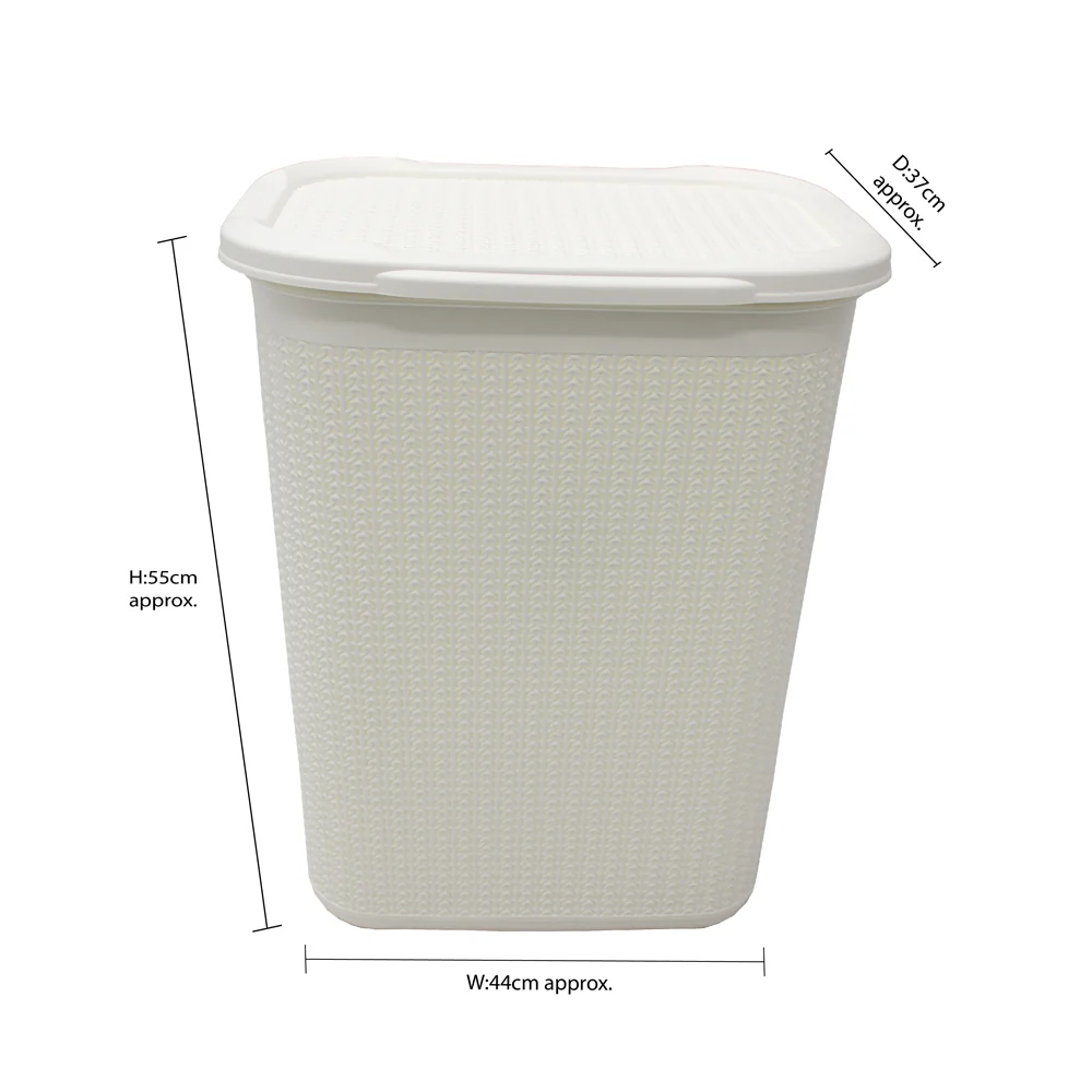 JVL Loop 50L Plastic Laundry Linen Basket, White - Image 3