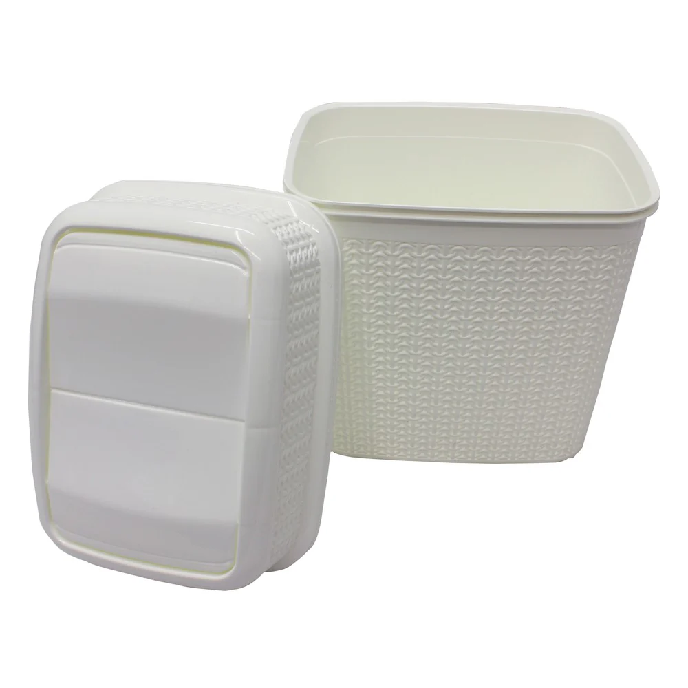 JVL Loop Toilet Brush And Lidded Bin Bathroom Set, White - Image 2