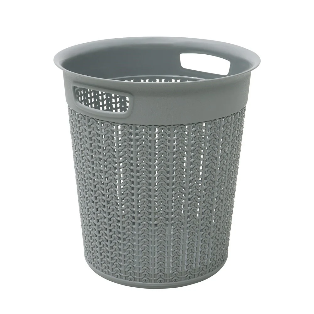 JVL Loop Toilet Brush And Round Open Bin Bathroom Set, Grey - Image 2