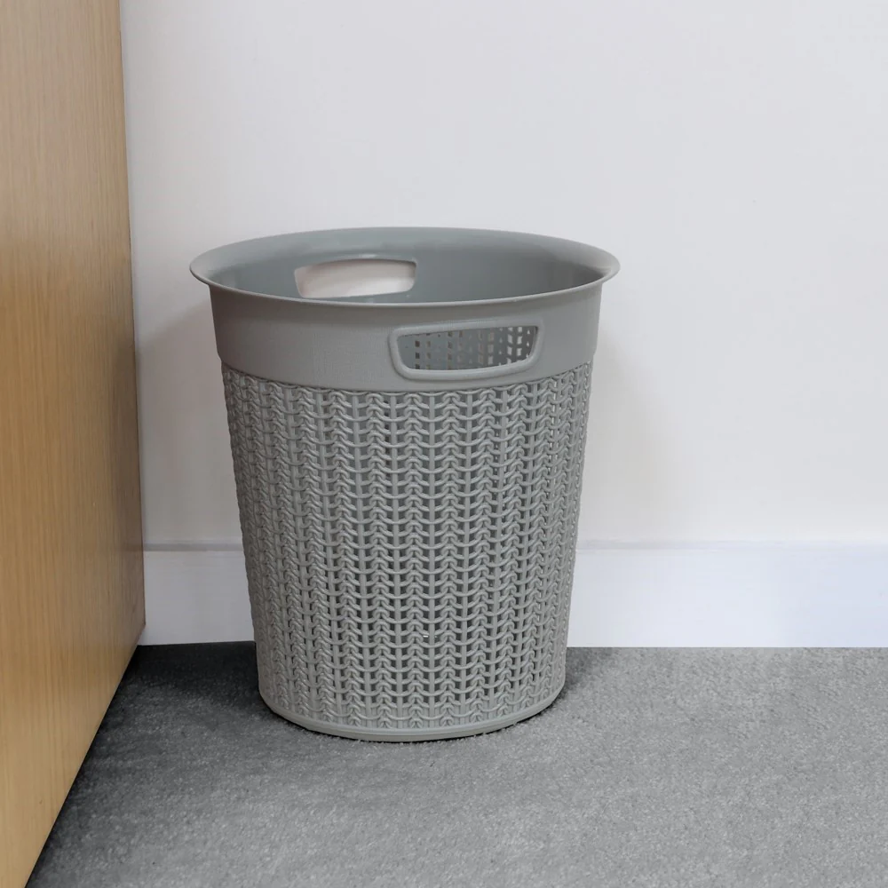 JVL Loop Toilet Brush And Round Open Bin Bathroom Set, Grey - Image 3