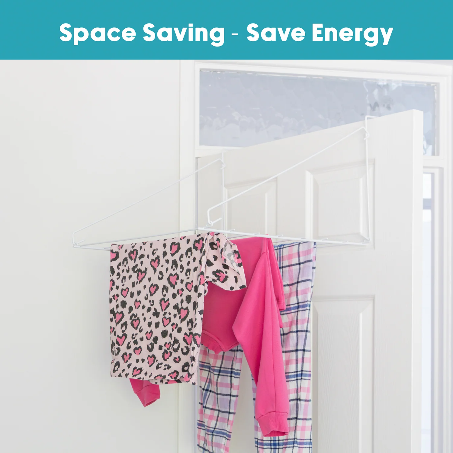 JVL Over Door Utility Clothes Washing Laundry Dryer Clothes Airer, 7M - Image 4