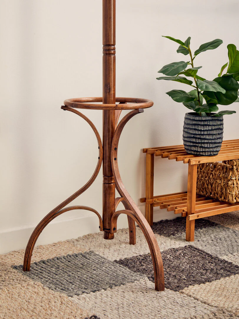 Kennedy Walnut Finish Solid Birchwood Coat Stand - Image 4