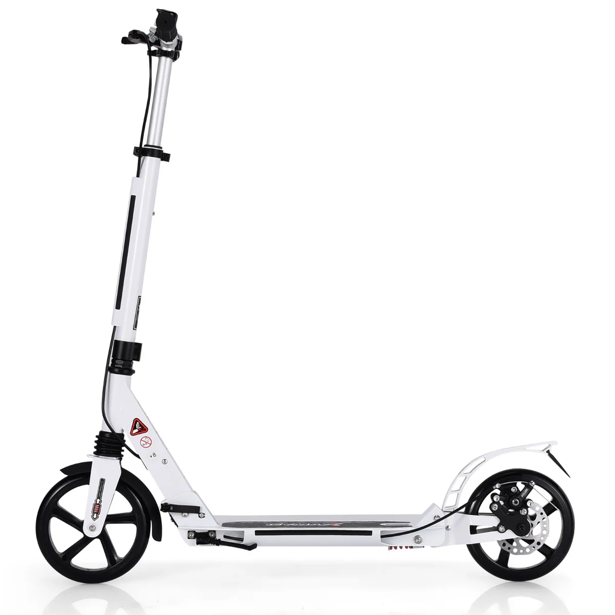 Kick Scooter with Adjustable Handlebar and Anti-Shocking Suspension-White - Image 6