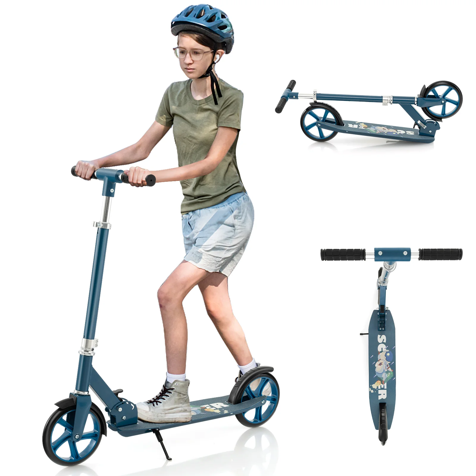 Kick Scooter with adjustable heights for Teens and Adults -Blue - Image 4