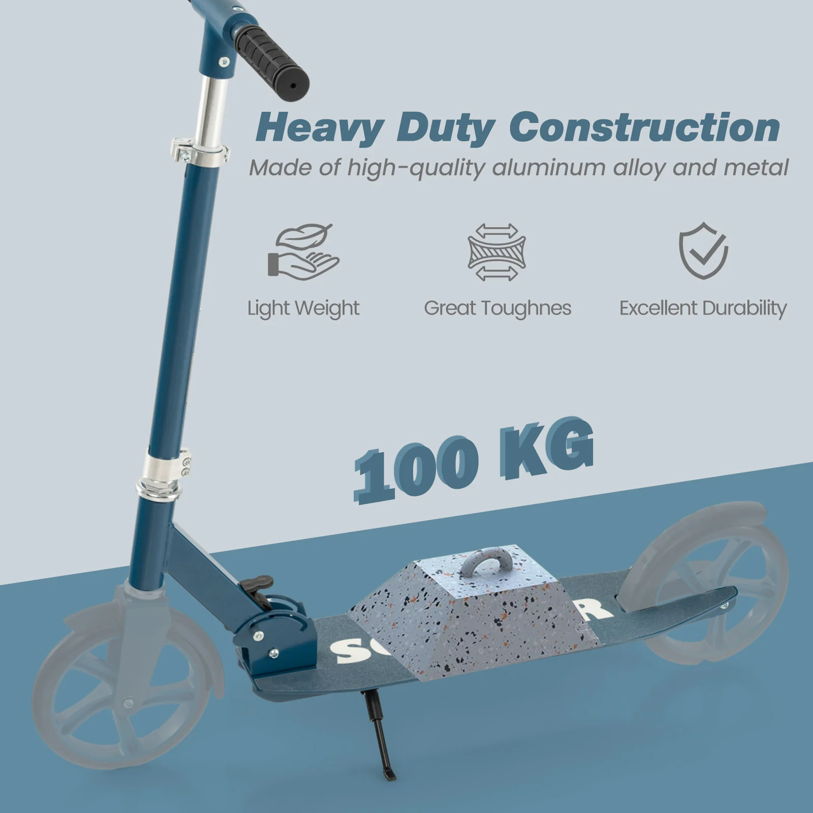 Kick Scooter with adjustable heights for Teens and Adults -Blue - Image 7