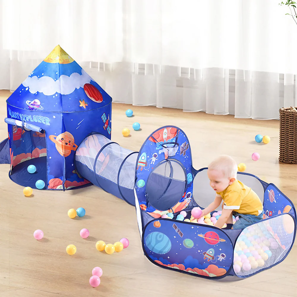 Kidkid 3 In 1 Aerospace Theme Play Tent With Play Tunnel, Ball Pit - Image 2
