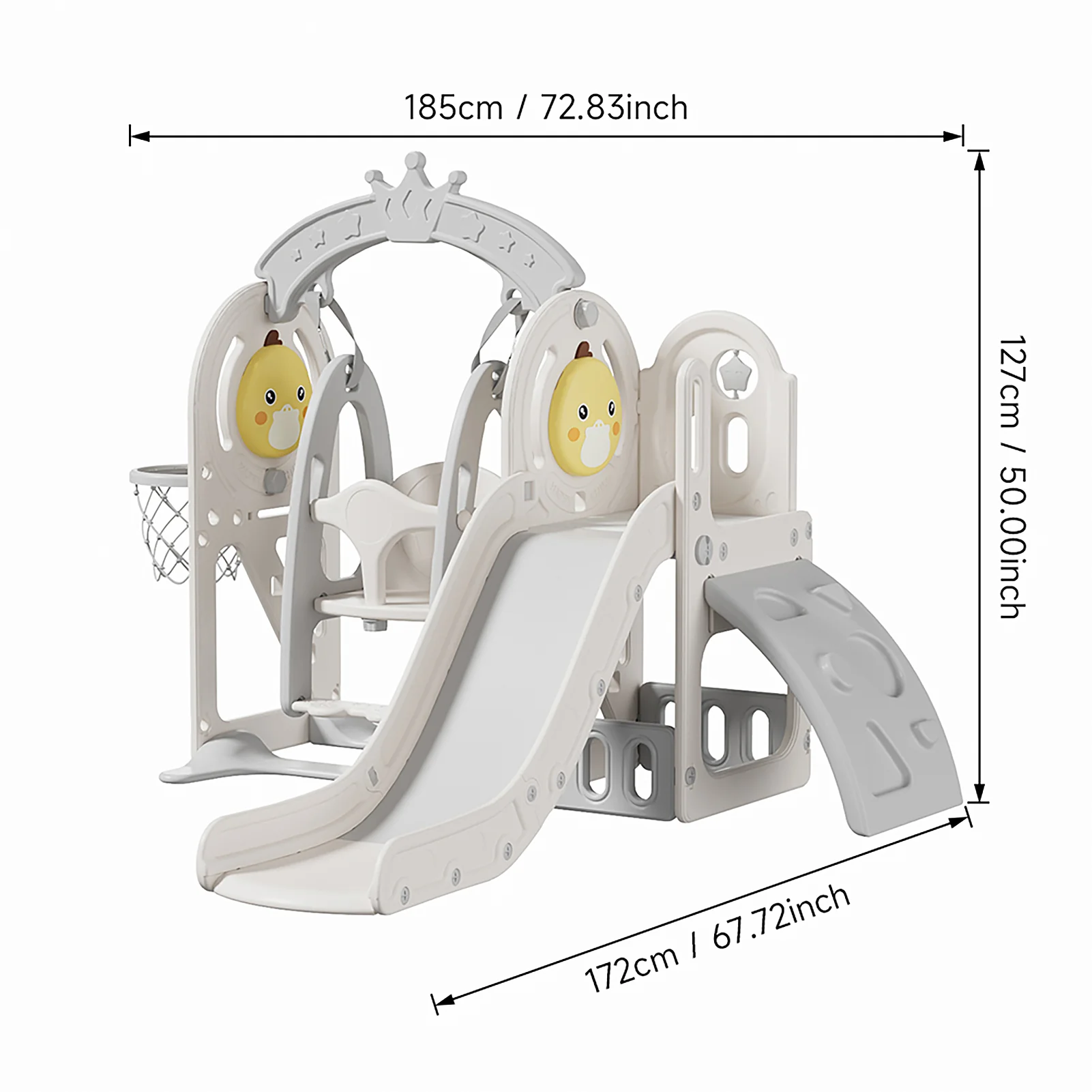 Kidkid 3 in 1 Toddler Slide and Swing Playset with Basketball Hoop - Image 6