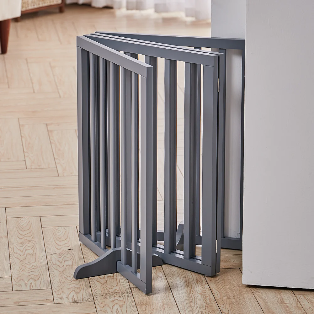 Kidkid 4 Panel Wooden Foldable Freestanding Pet Gate - Image 2