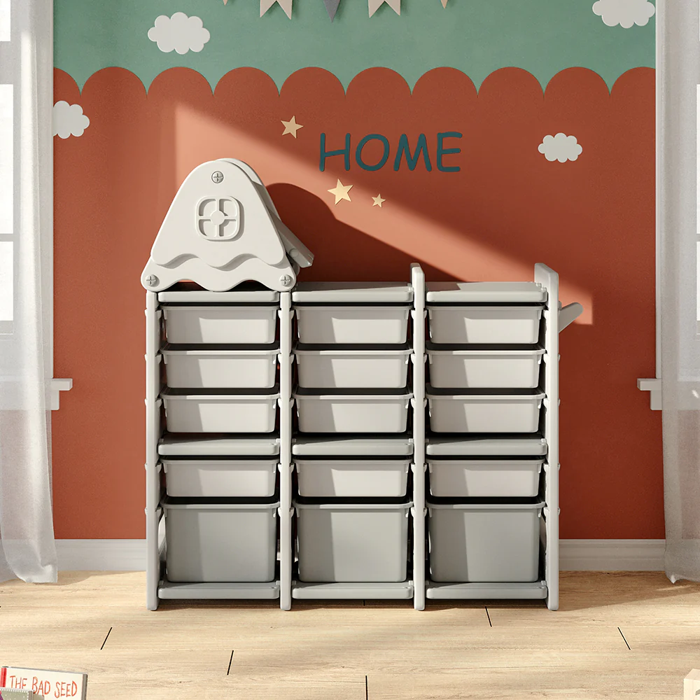 Kidkid Kidkid 5 Tier Plastic Toy Storage Organizer With 15 Pull-Out Bins And Roof Top - Image 2