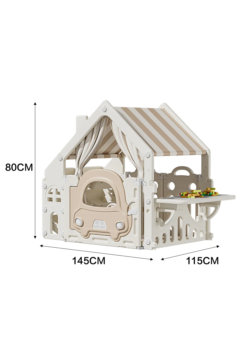 Kidkid Plastic Playhouse with Built-in Storage Rack and Building Block Table - Image 8