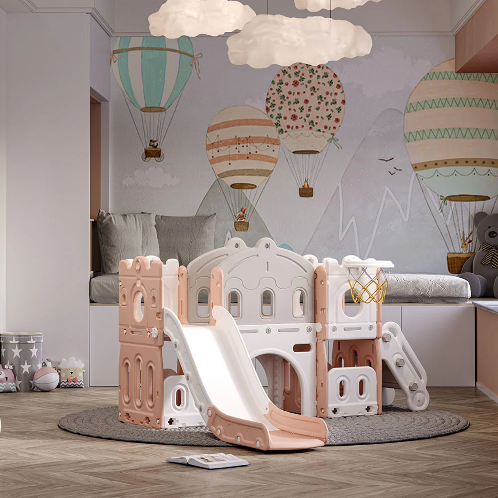Kidkid Toddler Indoor Playground with Slide and Hoop - Image 3