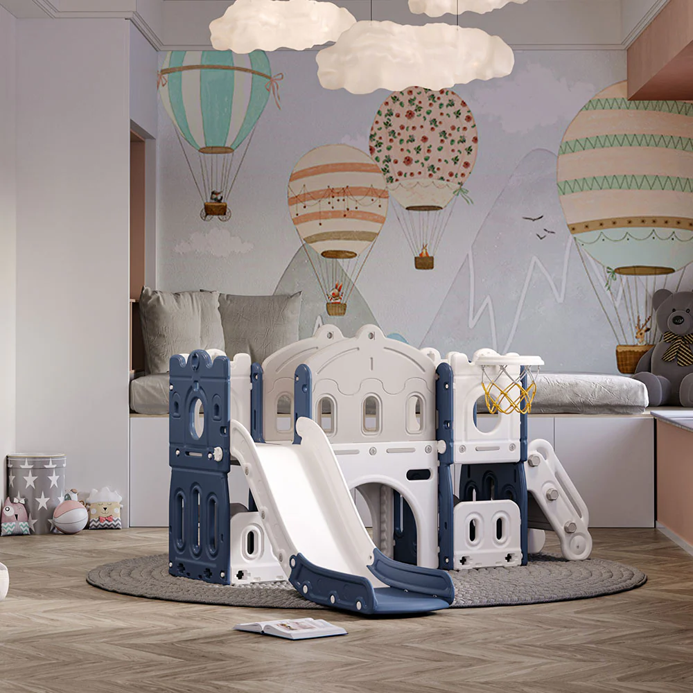 Kidkid Toddler Indoor Playground with Slide and Hoop - Image 3
