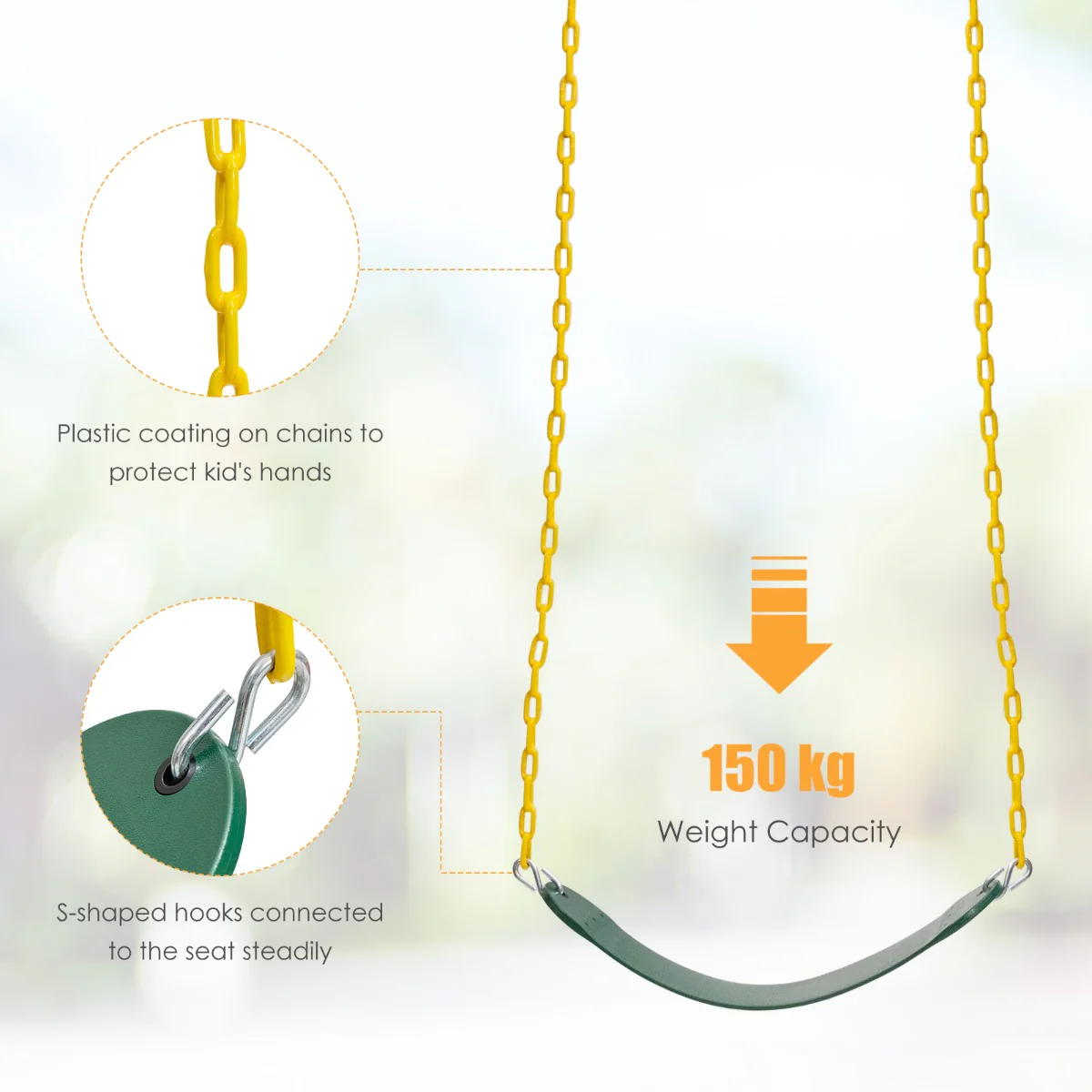 Kids Double Swing Set for Garden Playground (Without Swing Frame) - Image 8