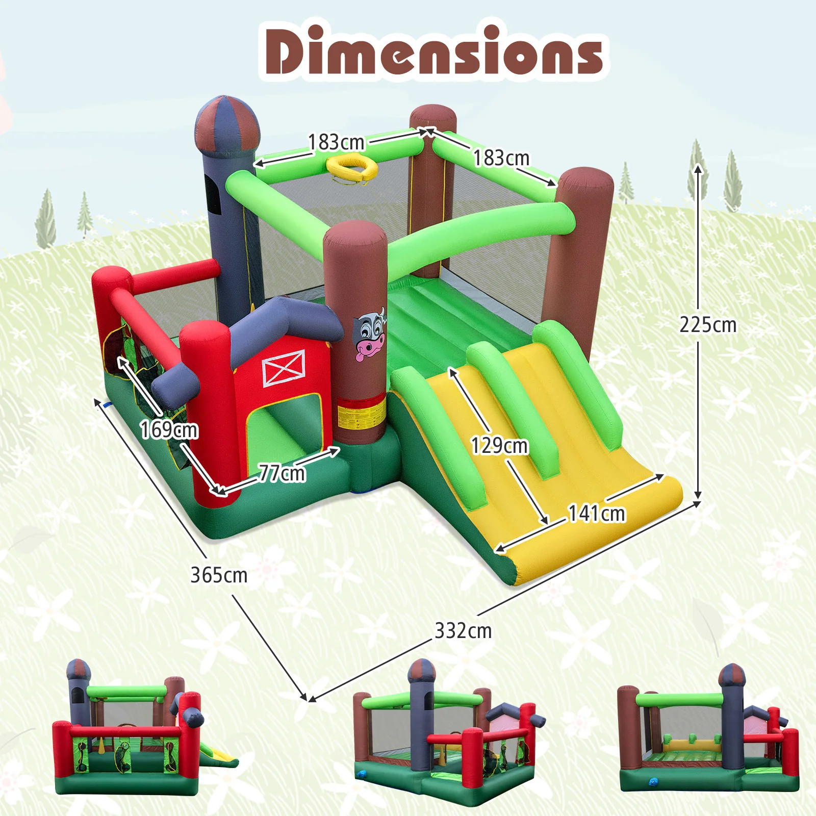 Kids Inflatable Bounce House With Dual Slides And Ball Pit Farm-hemed With 680W Blower - Image 4