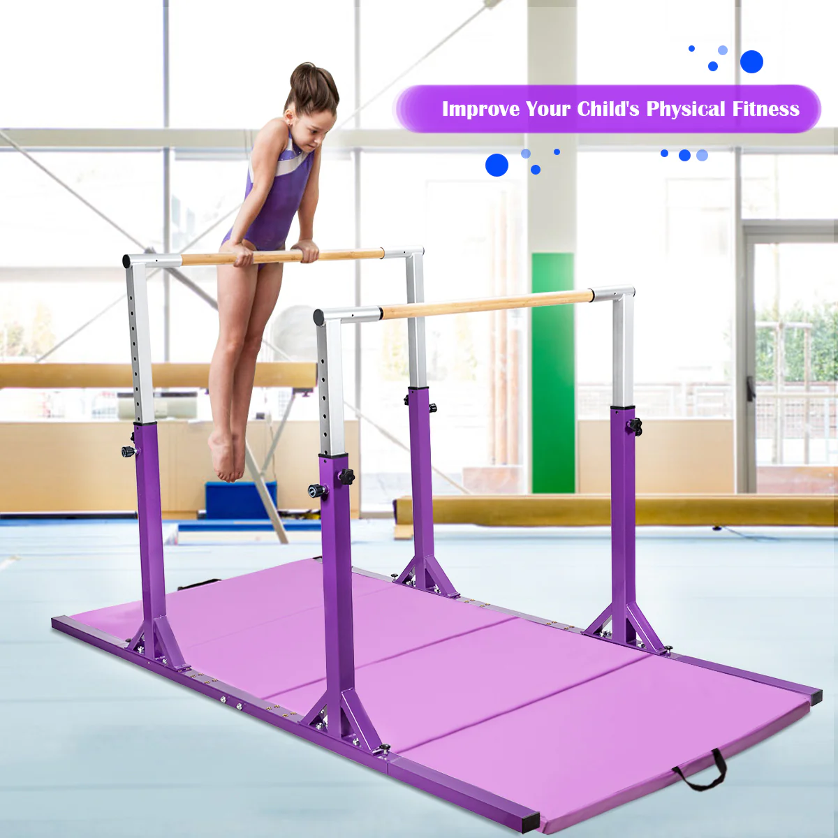 Kids Parallel Gymnastics Bar with Adjustable Width and 11-Level Heights - Image 23