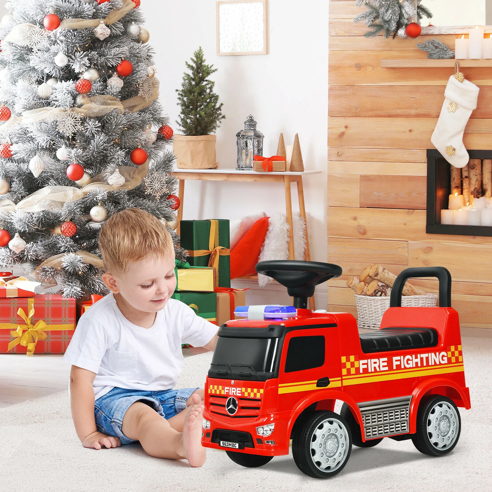Kid's Ride On Push Car Licensed Mercedes Benz Firefighter - Image 8