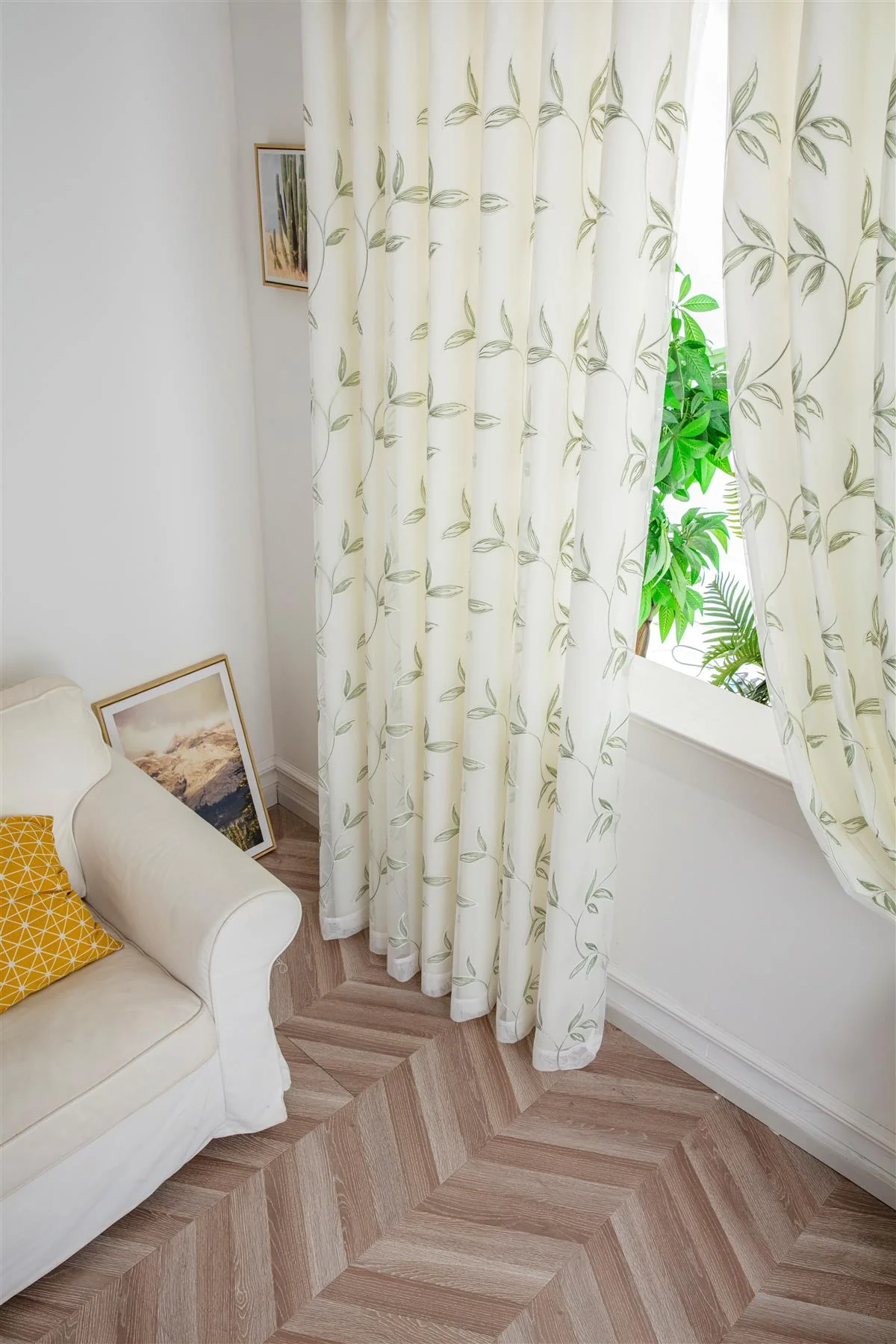 Kingleaf Embroidered Tulle Voile Pencil Pleat Taped Top Curtains - Image 3