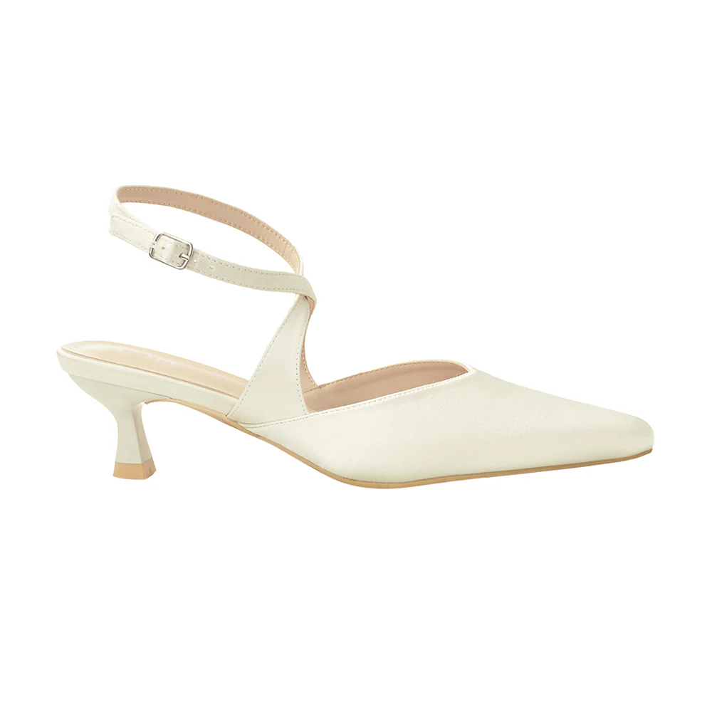 Kitten Heel Slingback Squared-off Closed Toe Heels Pumps - Image 5