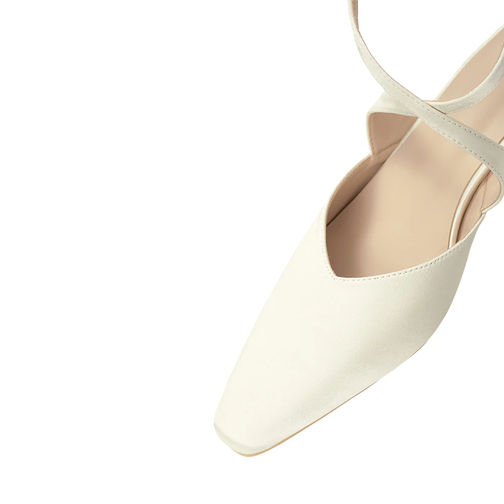 Kitten Heel Slingback Squared-off Closed Toe Heels Pumps - Image 7