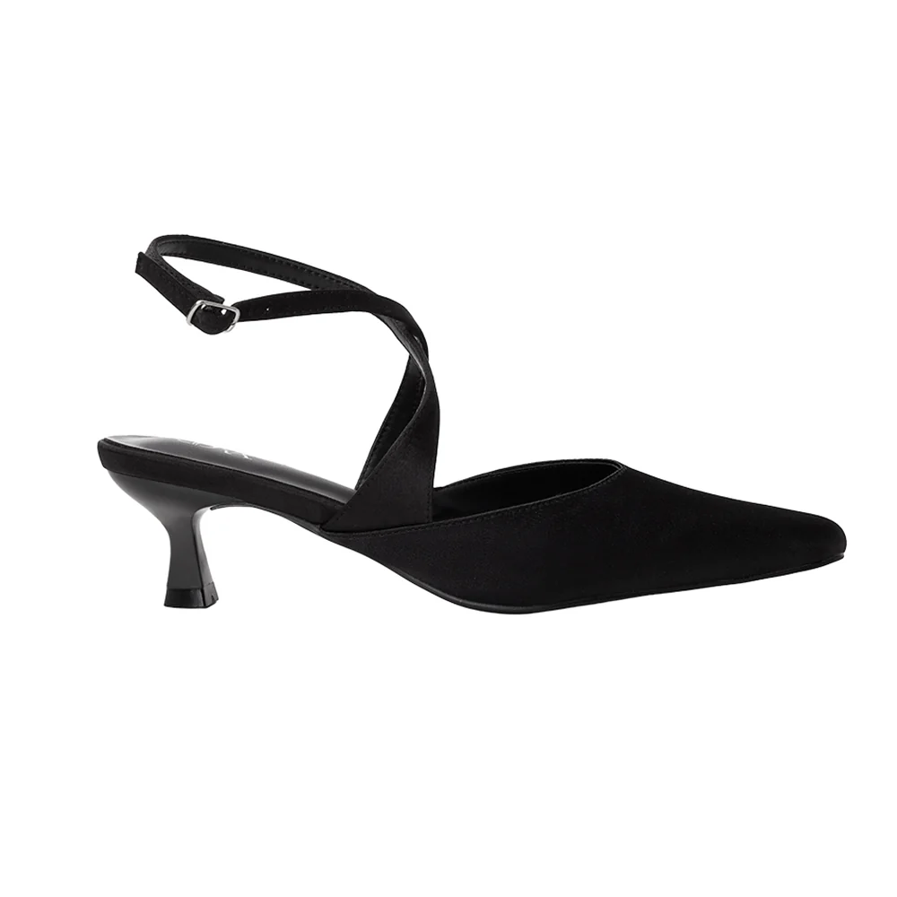 Kitten Heel Slingback Squared-off Closed Toe Heels Pumps - Image 5