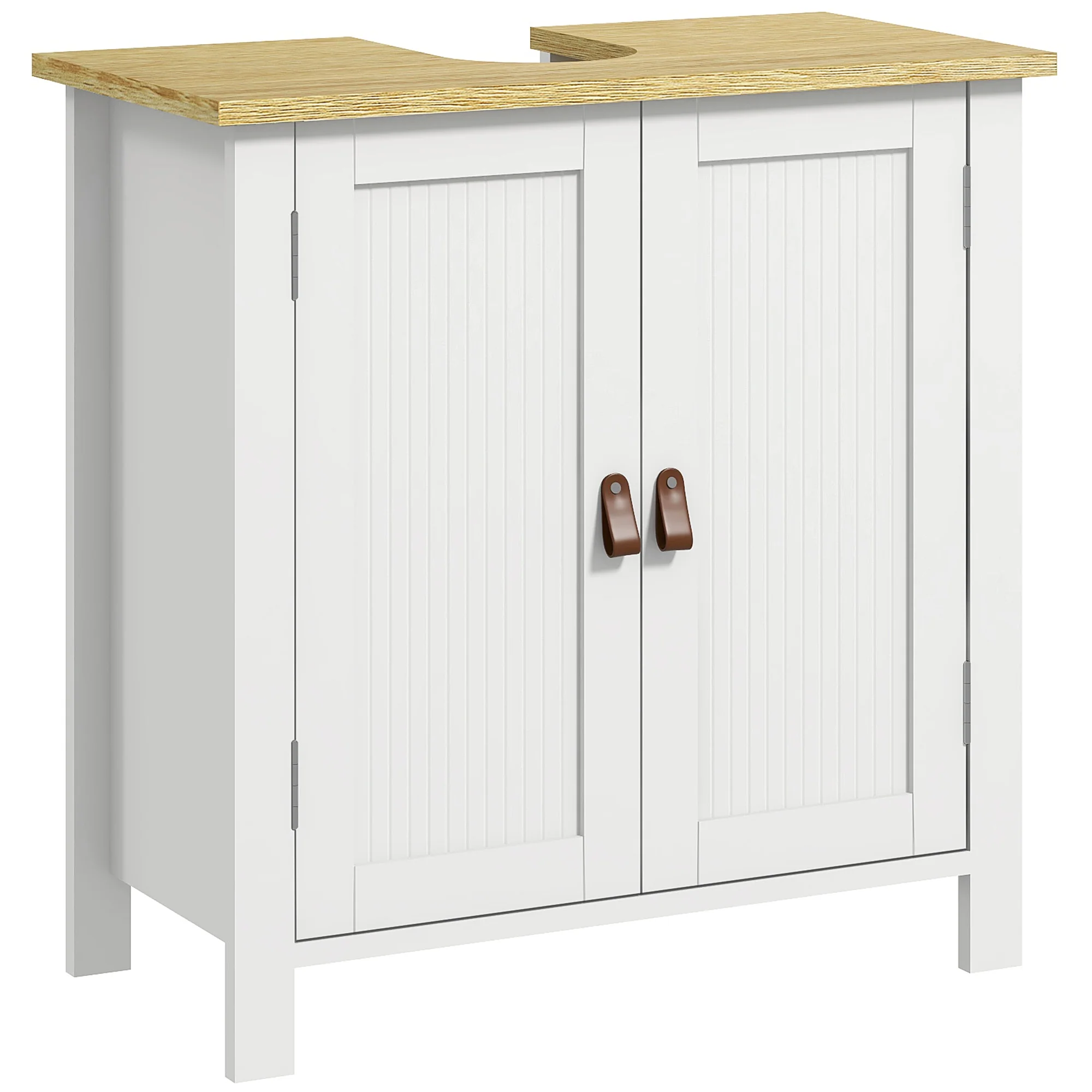 Kleankin Bathroom Under Sink Cabinet With Adjustable Shelf, White