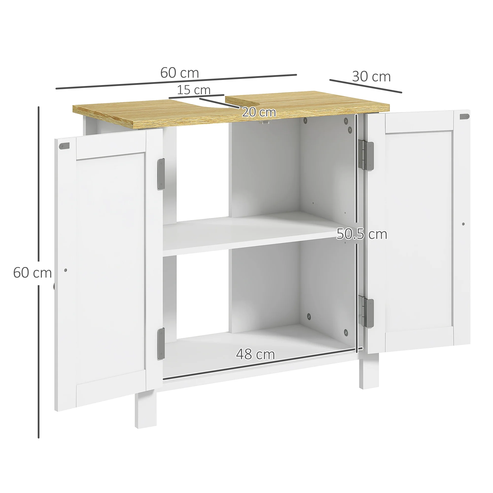 Kleankin Bathroom Under Sink Cabinet With Adjustable Shelf, White - Image 5