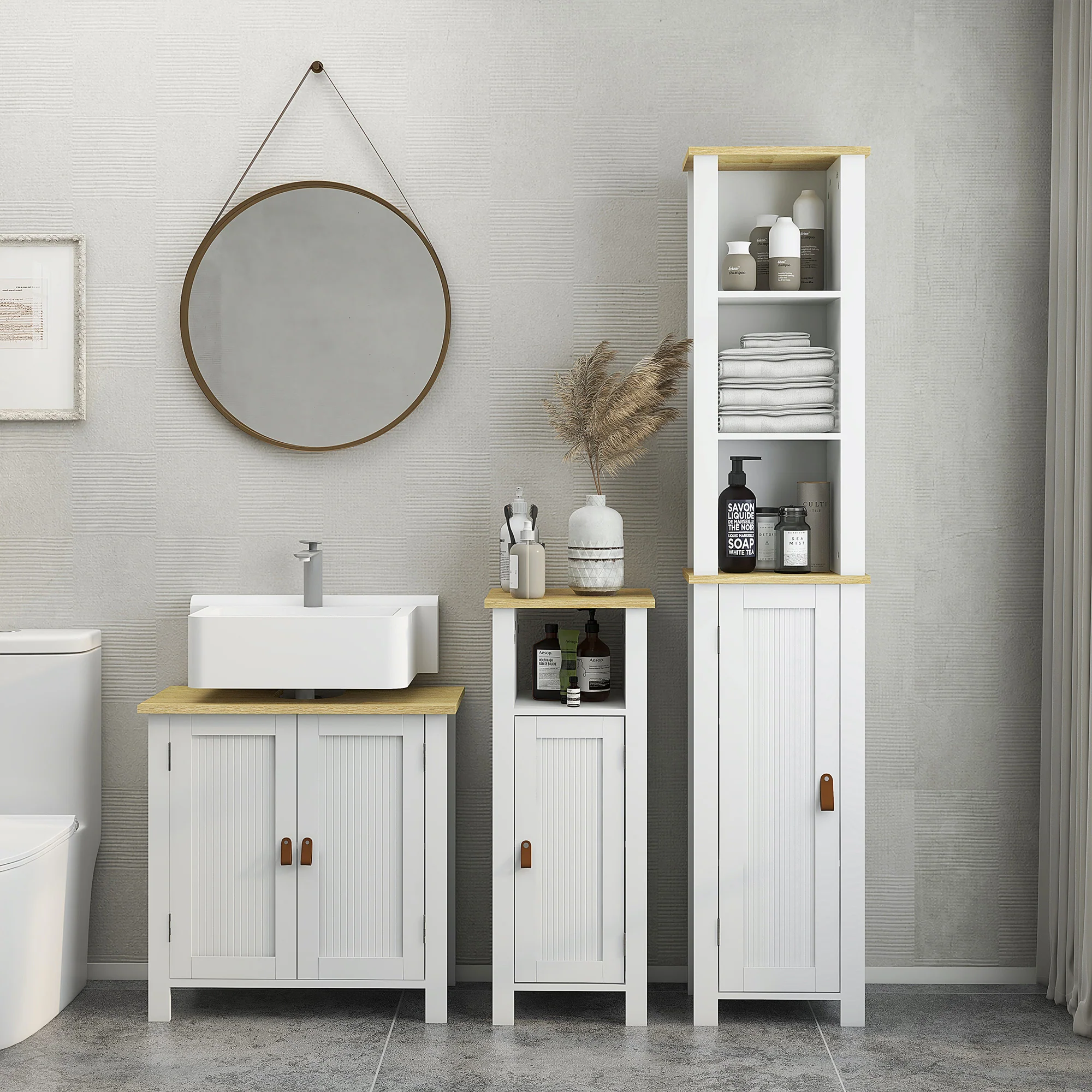 Kleankin Bathroom Under Sink Cabinet With Adjustable Shelf, White - Image 7