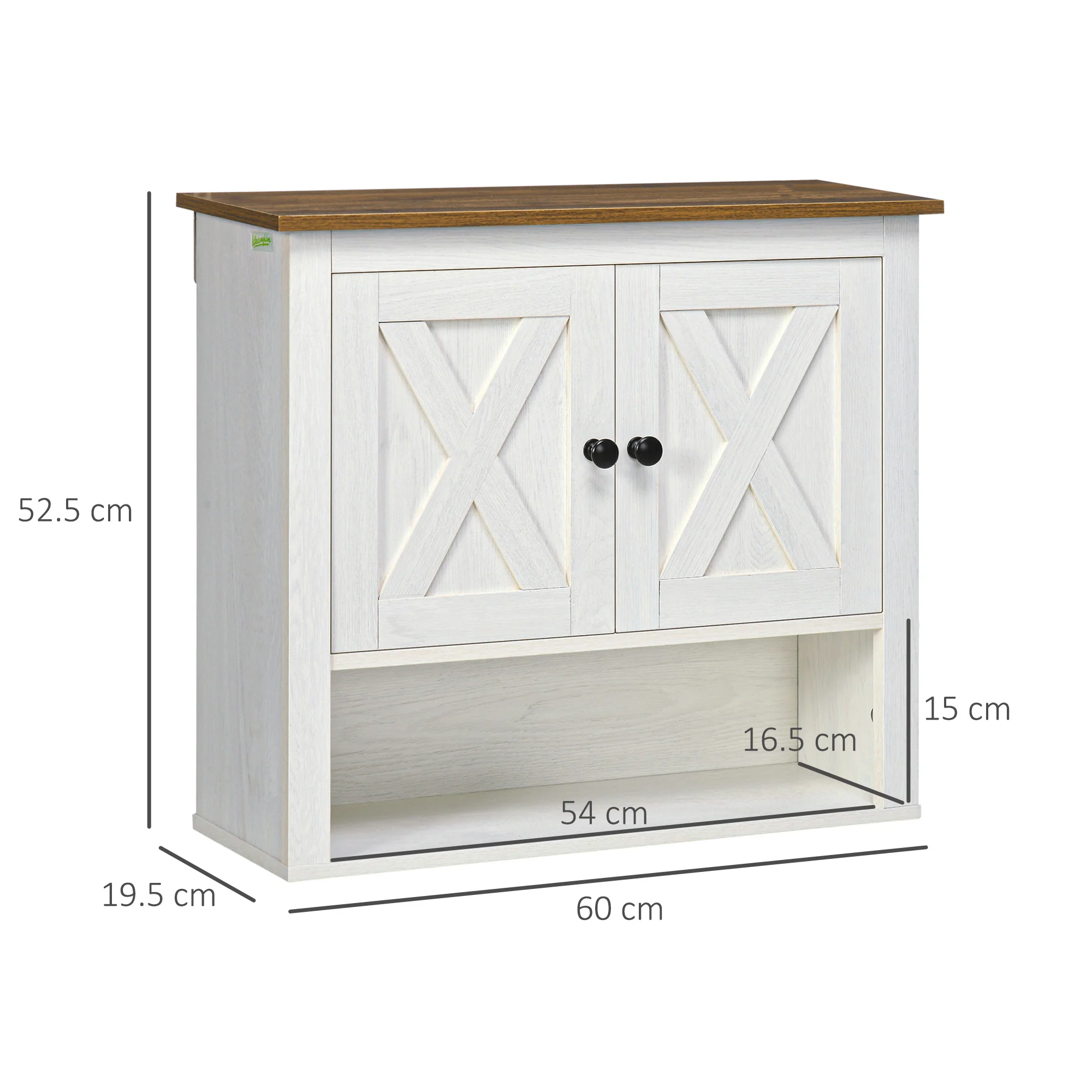 kleankin Farmhouse Bathroom Wall Cabinet with Shelves, Ash Wood-Effect - Image 5