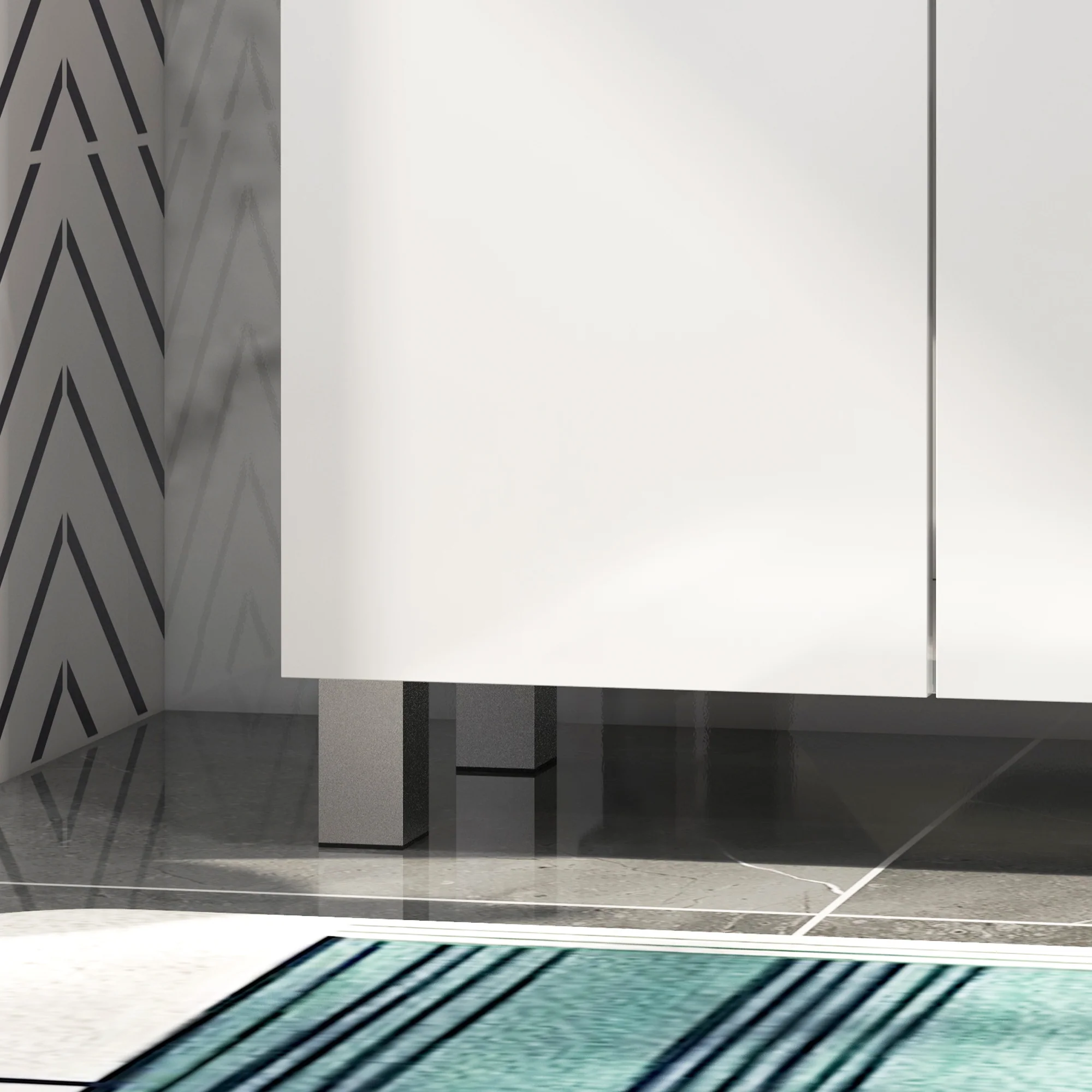kleankin High Gloss Bathroom Floor Cabinet Storage Cupboard with Drawer - Image 8
