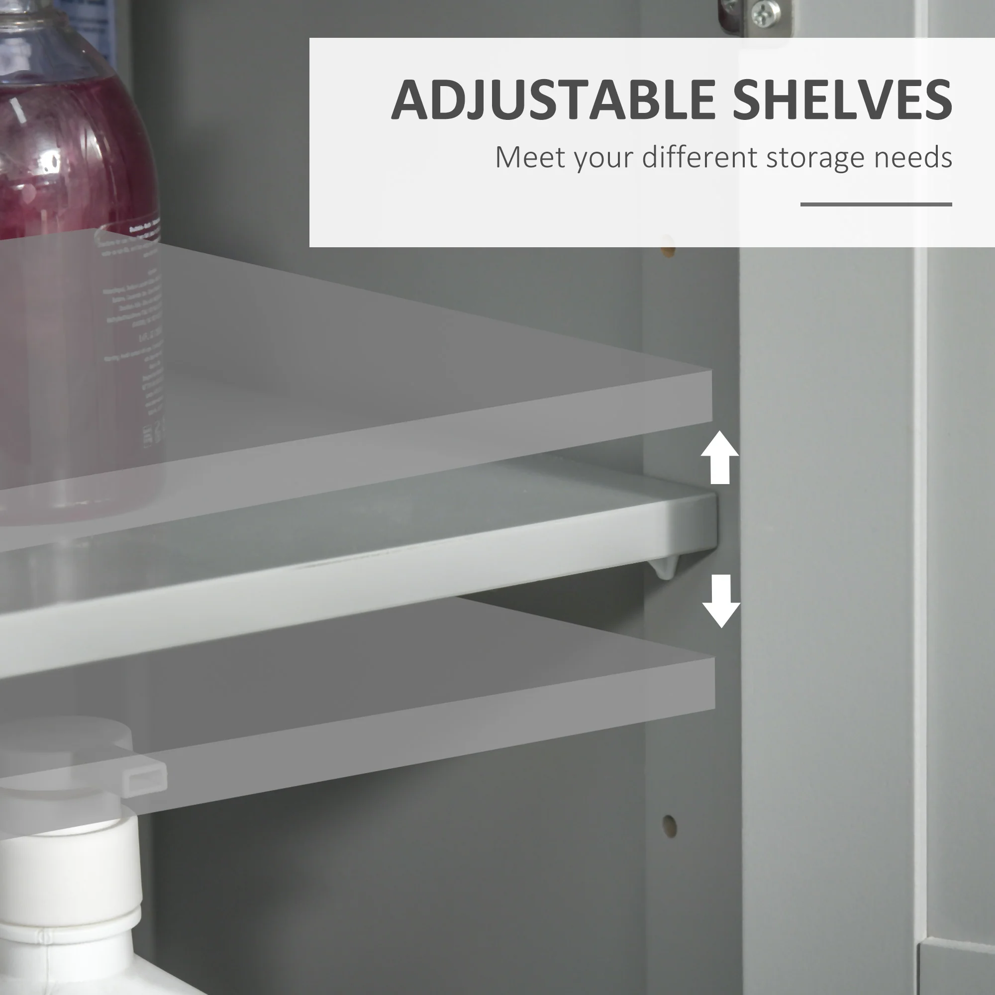 Kleankin Modern Bathroom Cabinet, Freestanding Floor Cabinet With Storage - Image 13