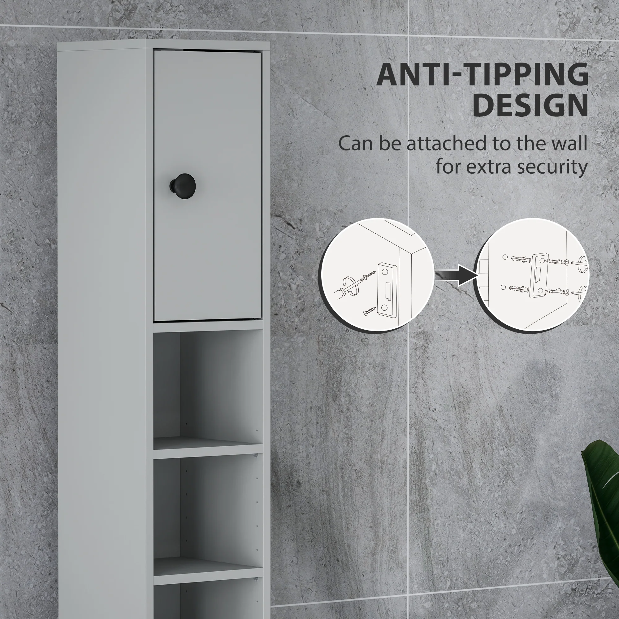 kleankin Slim Bathroom Cabinet, Toilet Roll Storage w/ Shelves - Image 13