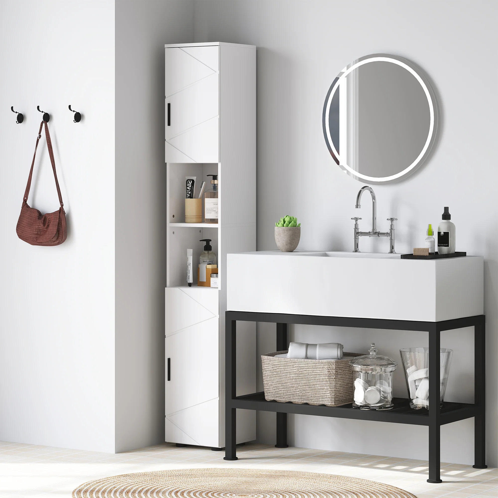 kleankin Tall Bathroom Storage Cabinet, Slim Bathroom Cabinet with Soft Close - Image 8