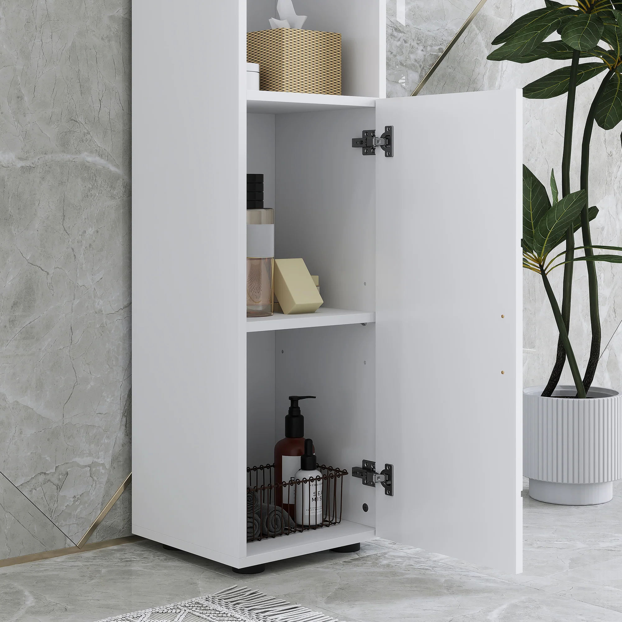 kleankin Tall Bathroom Storage Cabinet, Slim Bathroom Cabinet with Soft Close - Image 9