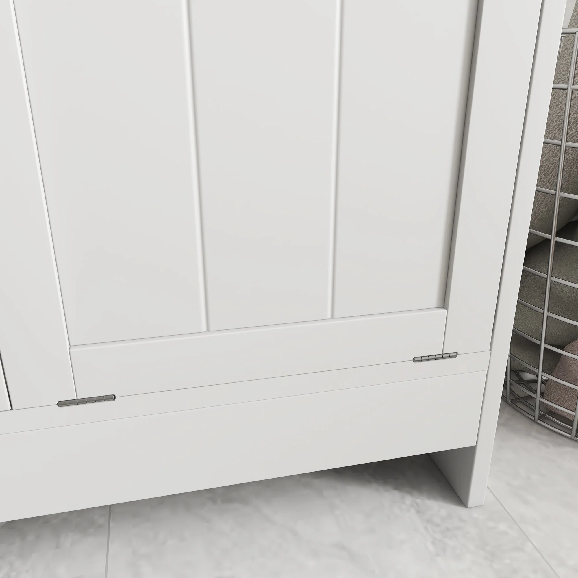 Kleankin Tilt-out Laundry Storage Cabinet With 2 Compartment Hampers, White - Image 9