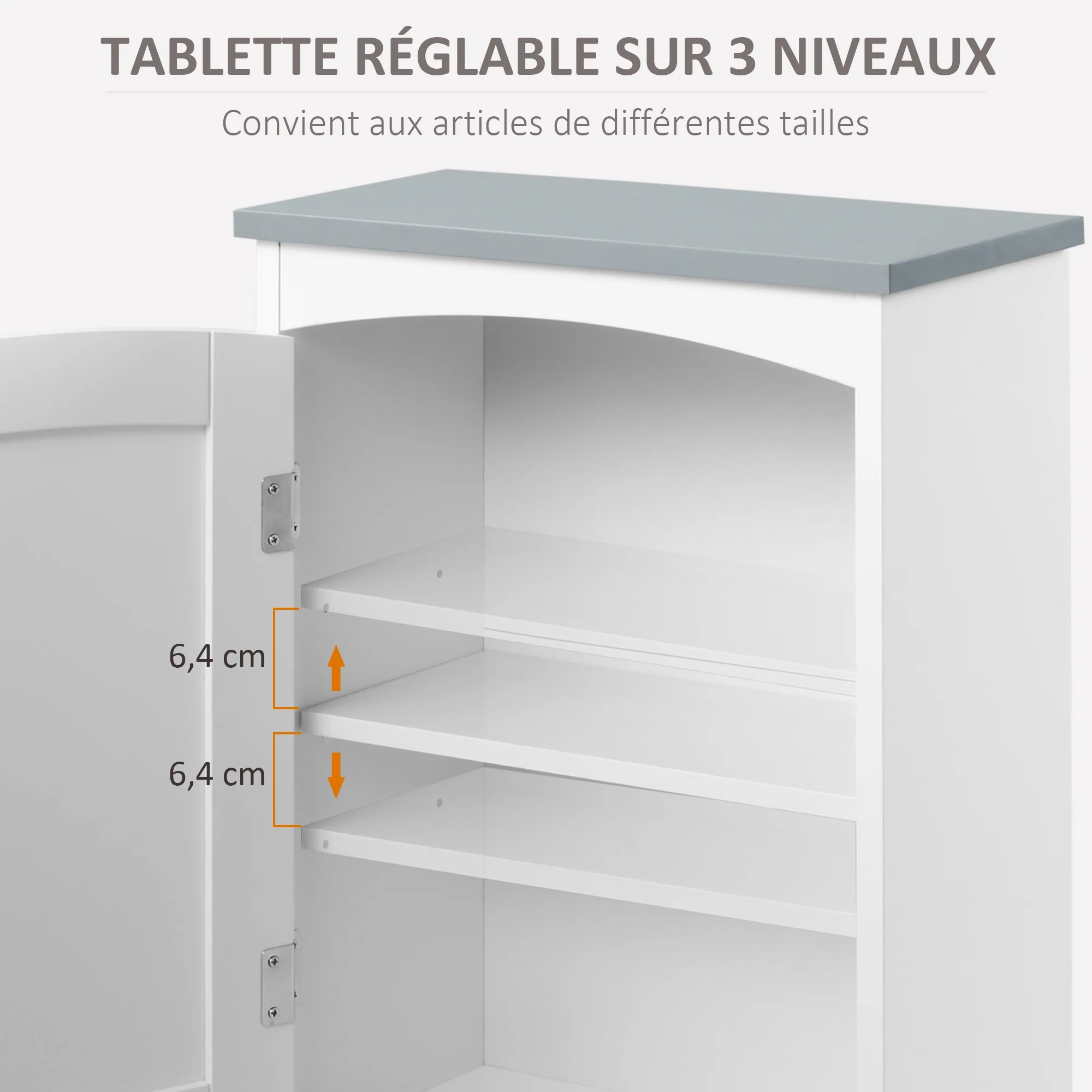 Kleankin Wall Mounted Bathroom Cabinet With Adjustable Shelf, Light Grey - Image 4